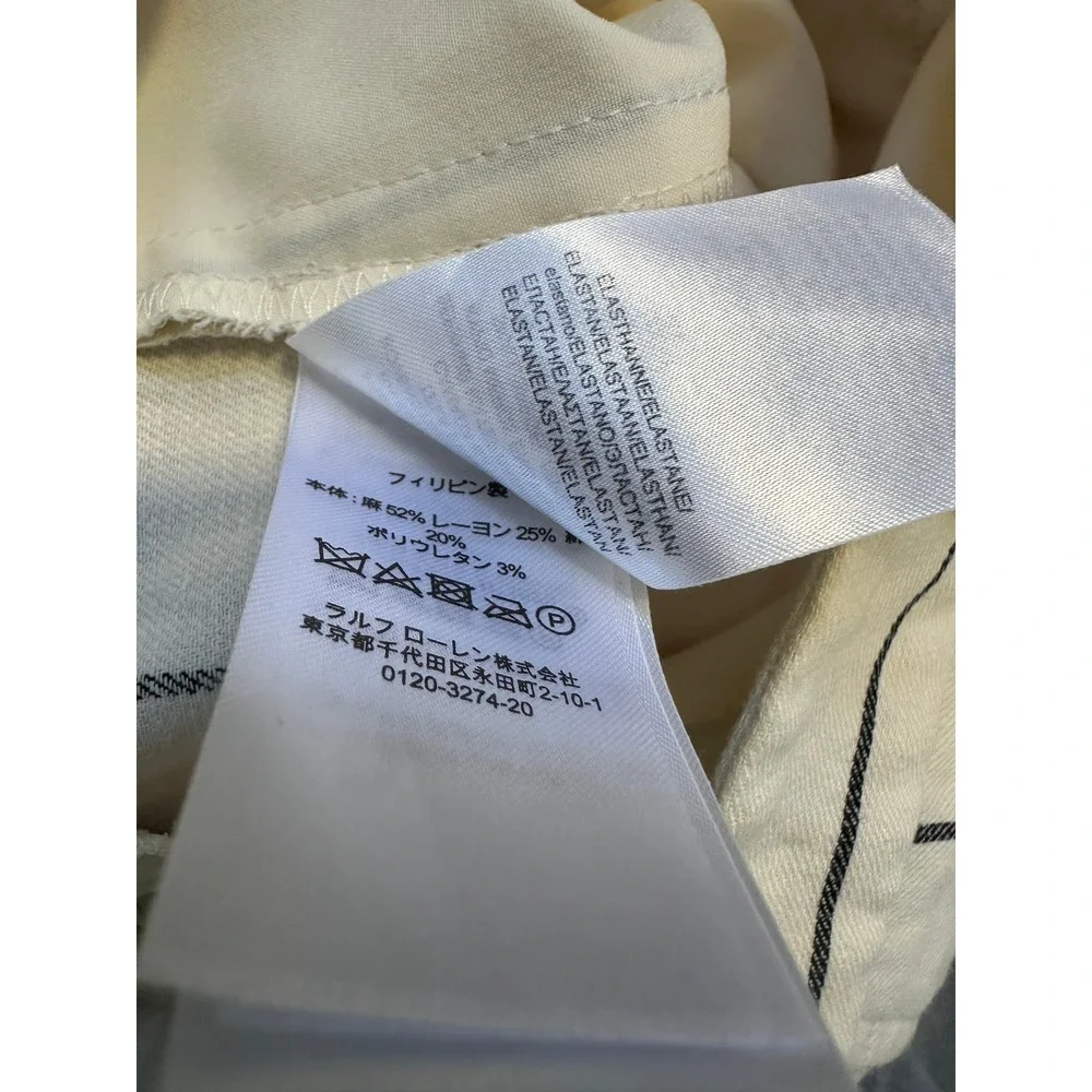 Lauren Ralph Lauren Linen Blend Pants Cream Stripe Wide Leg Minimalist Office - Picture 9 of 16